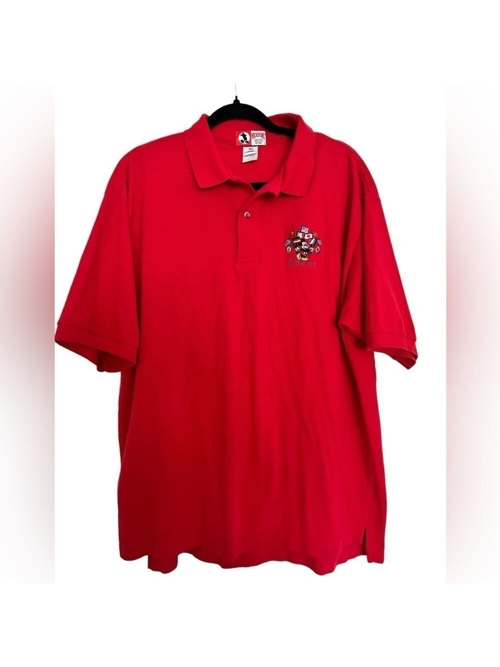 Mickey Inc Mens XL Polo Shirt Walt Disney World Authentic Red Epcot Mickey Logo